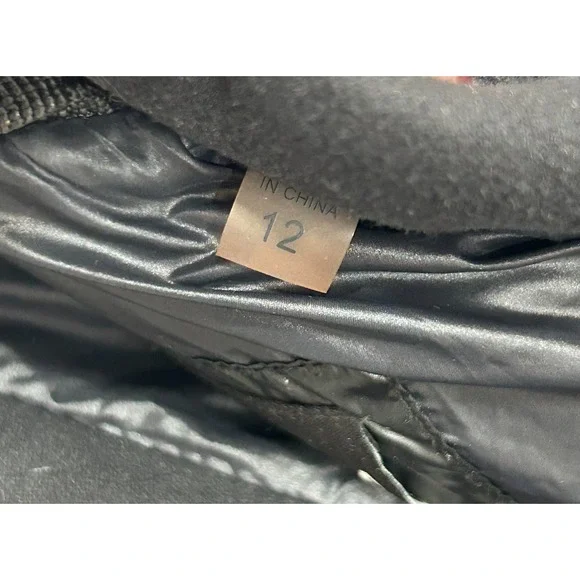 SAM‎ New York Black Quilted Down Puffer Jacket Womens 12 Cropped Zip Winter Coat - Picture 11 of 14